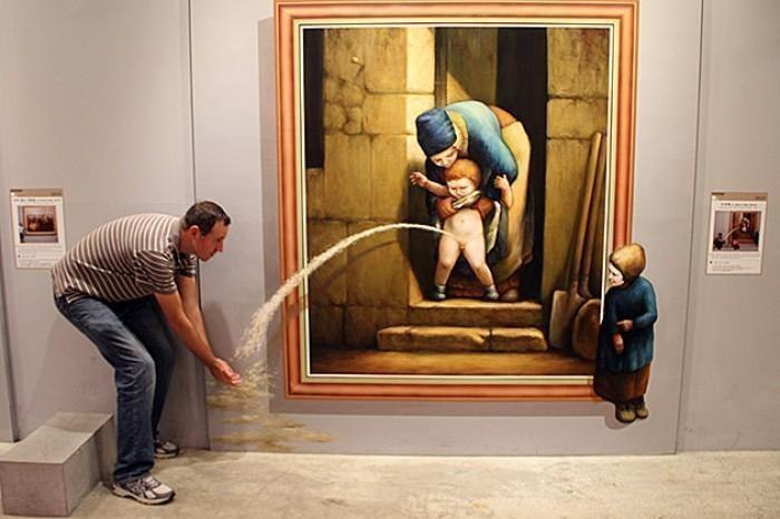 У південнокорейському місті Пусан знаходиться Музей оптичичних ілюзій – музей, який пропонує картини, які з певного ракурсу виглядають дуже схожими на справжні предмети.