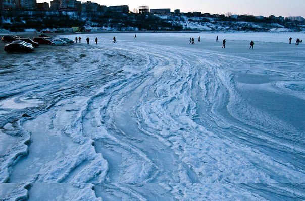 The frozen Black Sea, Evpatoria