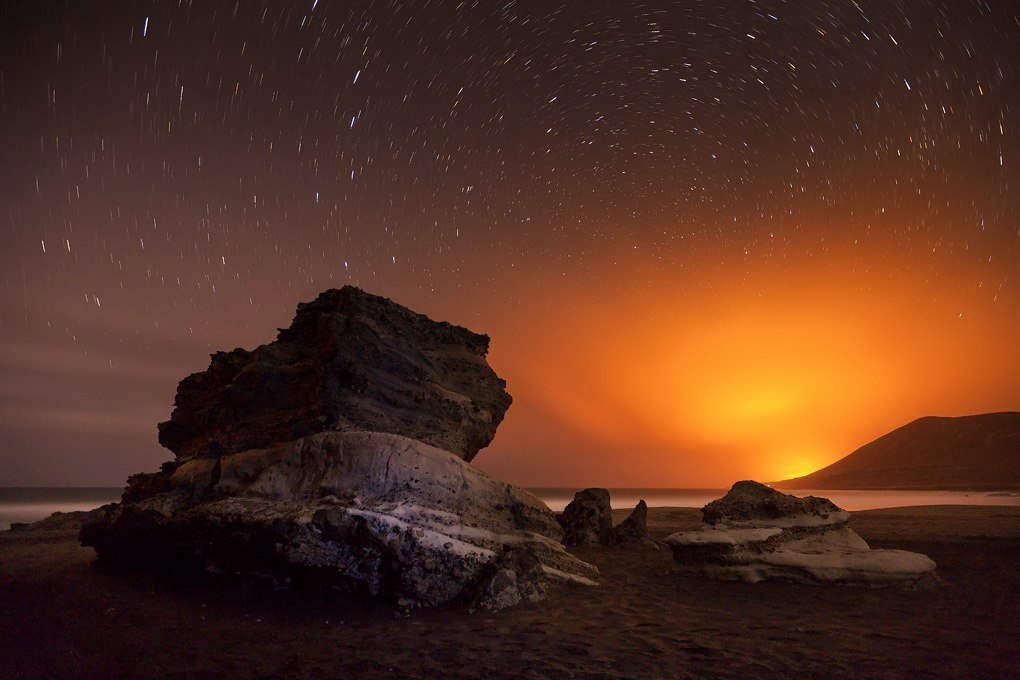 Noche en las Islas Canarias, España.