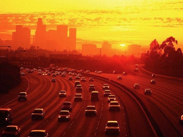 Закат в Лос-Анджелесе, Штат Калифорния, США