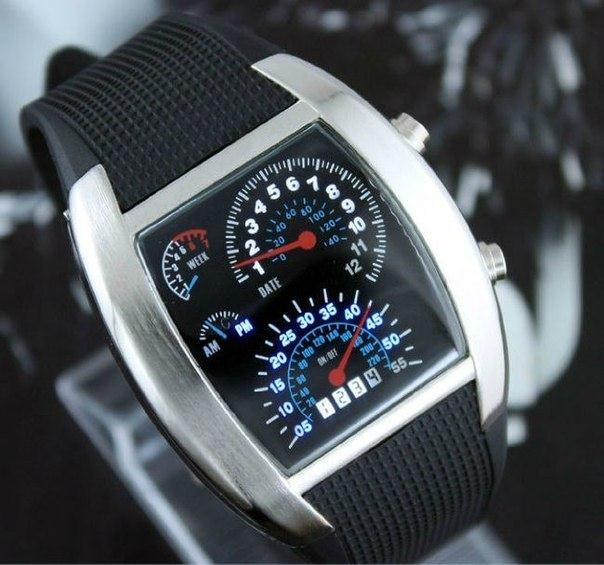 ⌚ Часы с настоящим мужским характером!<br>Наручные LED часы «СПИДОМЕТР» - аналог автомобильной панели! Аксессуар с настоящим мужским характером. Строгий черный цвет сочетается с глянцем корпуса, а циферблат выполнен в виде приборной панели автомобиля.<br>