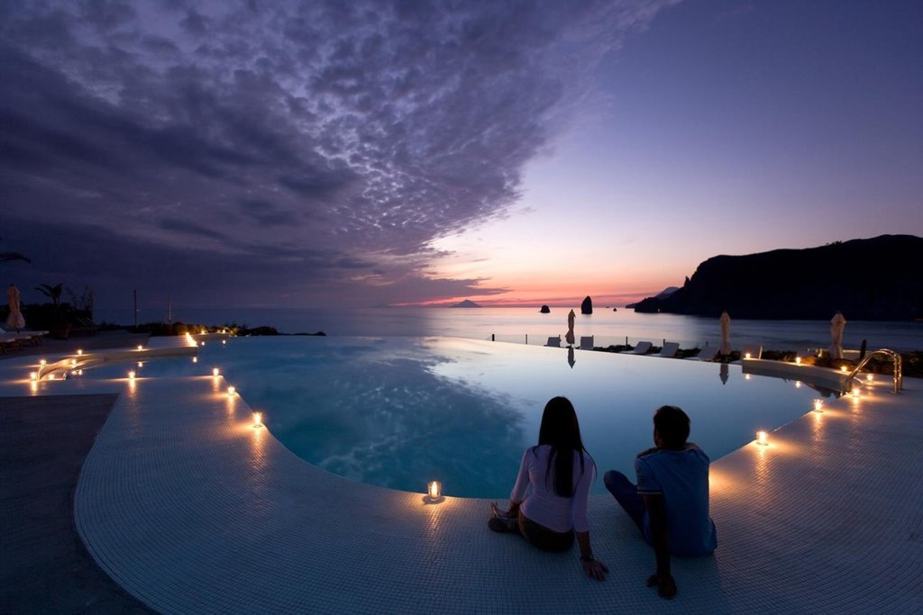 Swimming pool at Therasia Resort, Aeolian Islands, Italy