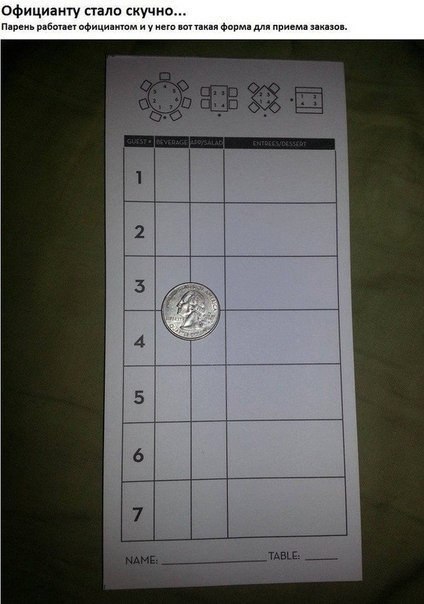 Dem Kellner wurde langweilig.