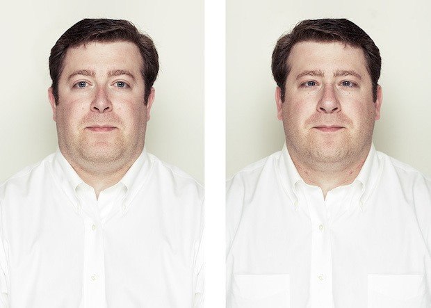 Der Fotograf Alex John Beck hat eine ungewönde Serie von Porträts erstellt: Er nutzte die Prinzipien der Symmetrie und spiegelte zunächst die linke Hälfte des Gesichts, und anschließend auch die rechte Hälfte, bei derselben Person. - 1