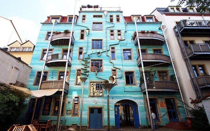 House with an unusual drainage system, Dresden, Germany