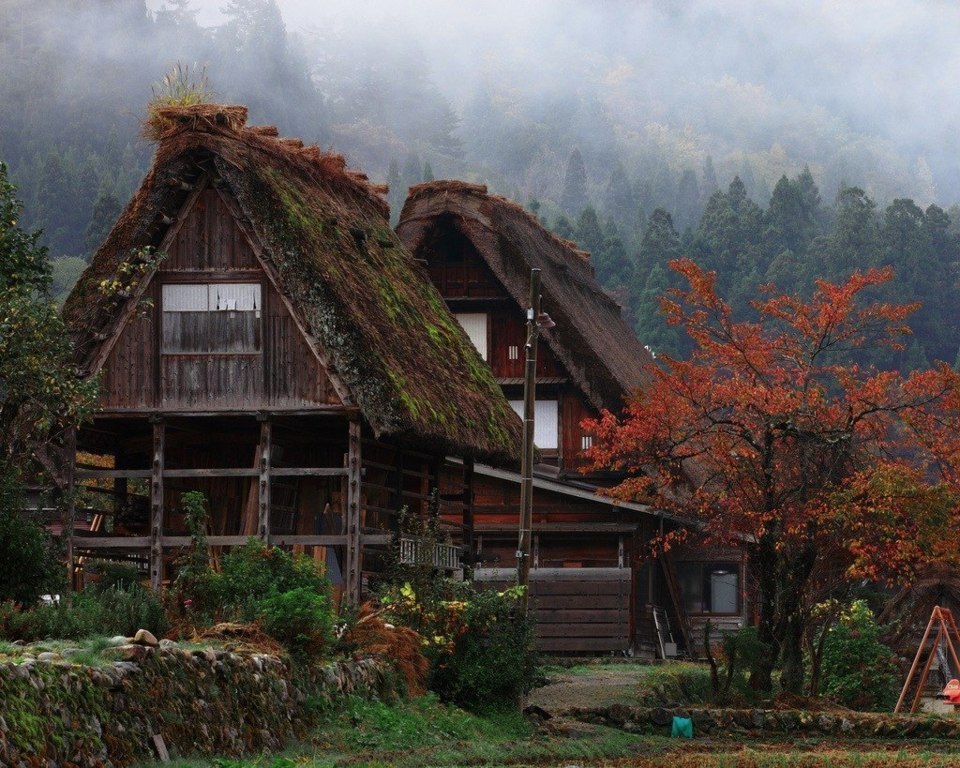Дома в городе Сиракава, Япония