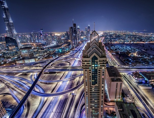 Ночной Дубай, ОАЭ