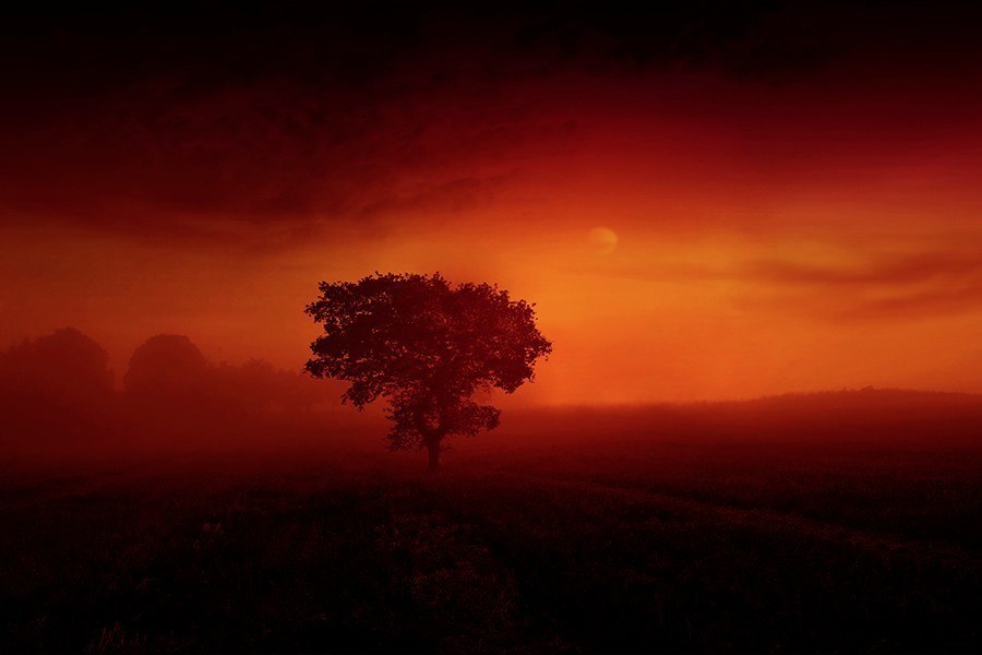 Закат в небольшой деревне, Шотландия, Великобритания