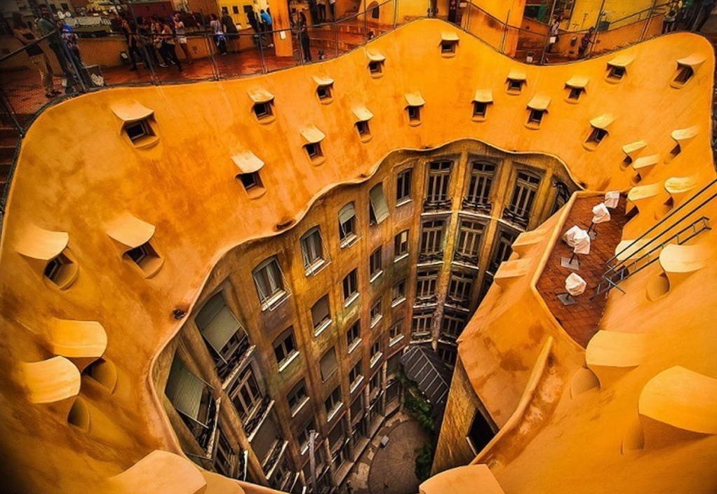 The roof of a residential building in Barcelona, ​​Spain