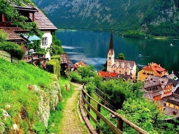Village street on the shore of the Lake of Firvaldshtets, Switzerland