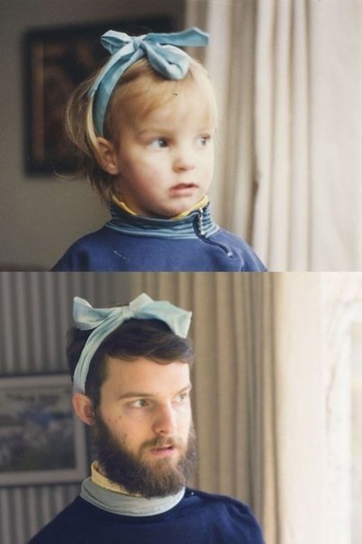 Два брата воссоздают старые семейные фотографии. Джо Лакстон и его брат подумали, что было бы забавно воссоздать несколько старых семейных фотографий и превратить их в календарь для своей мамы в качестве подарка на Рождество. Они даже привлекли к созданию - 9