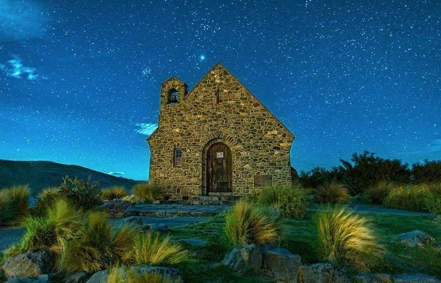 Церковь у озера Текапо, остров Южный, Новая Зеландия