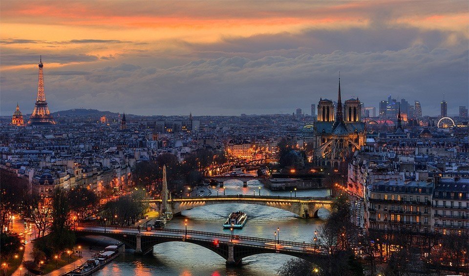 Night in Paris, France