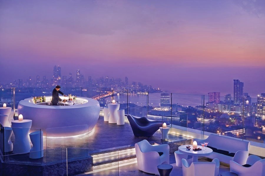 On the roof of the hotel in Mumbai, India