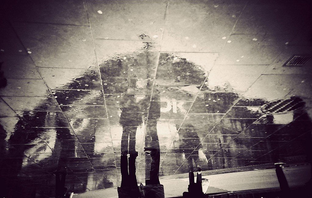 London in reflections puddles - 1