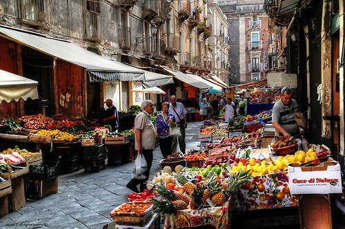The port city of Catania in the background of the volcano Etna, Sicily, Italy - 3