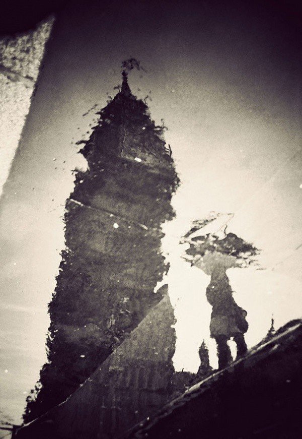 London in reflections puddles - 2