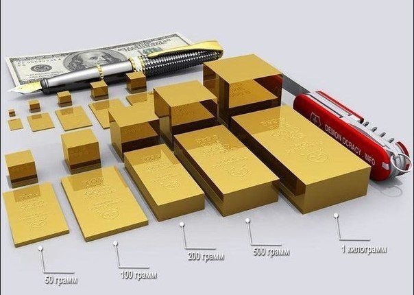 Как выглядит всё золото мира. Как выглядят разные кучки и кучи золота. От одного грамма до золотого резерва всех стран мира и объёма золота, добытого за всю историю человечества - 8