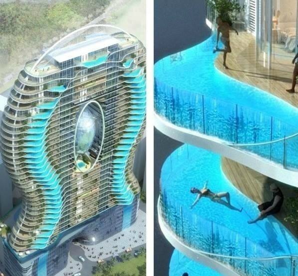 Hotel in Mumbai. Each room with its own swimming pool