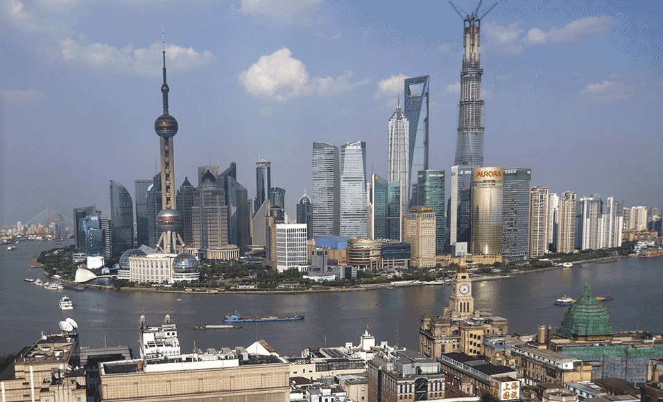 Вид Шанхая в 1987 и 2013 гг
