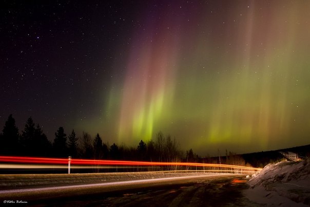 Северное сияние в Мурманской области, Россия