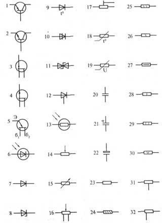 Для тех, кто забыл или не знал. 1— транзистор структуры р- n-р в корпусе, общее обозначение,<br>2— транзистор структуры п-р-п в корпусе, общее обозначение,<br>3 — транзистор полевой с p-n-переходом и п каналом,<br>4 — транзистор полевой с p-n-переходом и 
