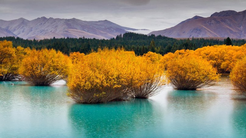 Ледниковое озеро, остров Южный Новой Зеландии.