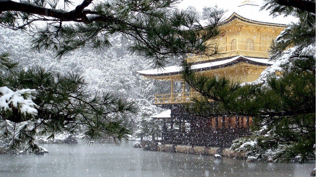 Зима в парке Киото, Япония