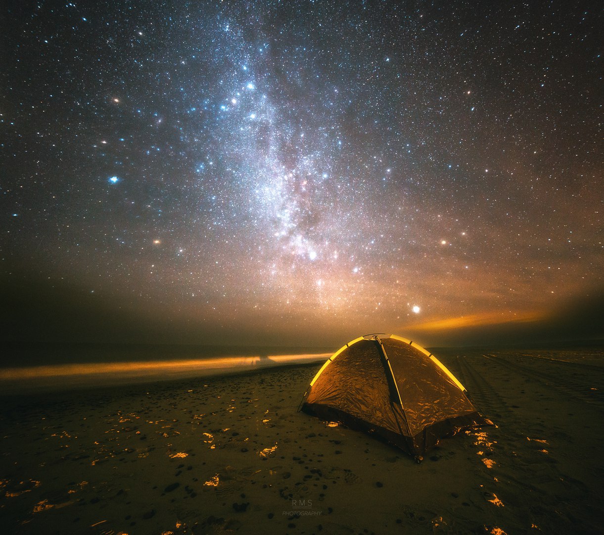 Январская ночь на берегу Северного моря.<br>Дания, национальный парк Тю