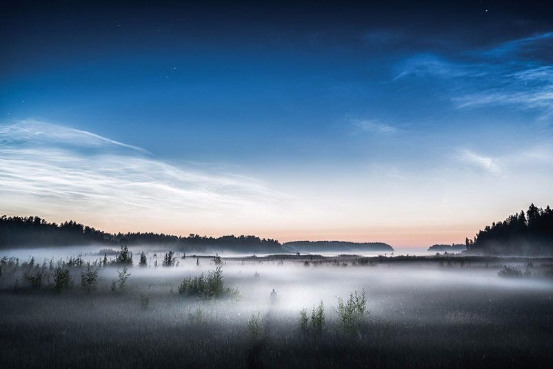 Туман на озере Туусула, Финляндия