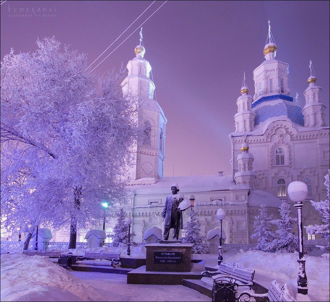 Зимний Красноярск, Россия