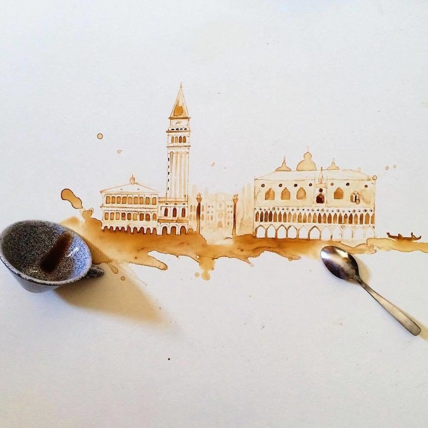 Coffee art by artist Julia Bernardelli