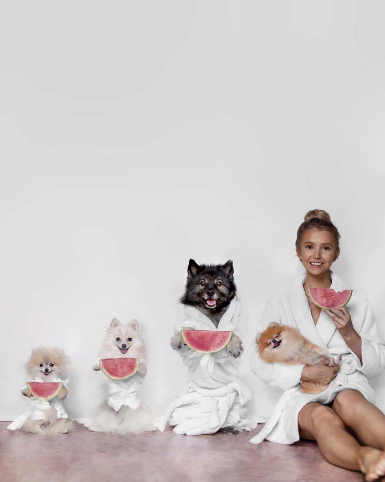 Веселая фотосессия хозяйки и её питомцев - 9