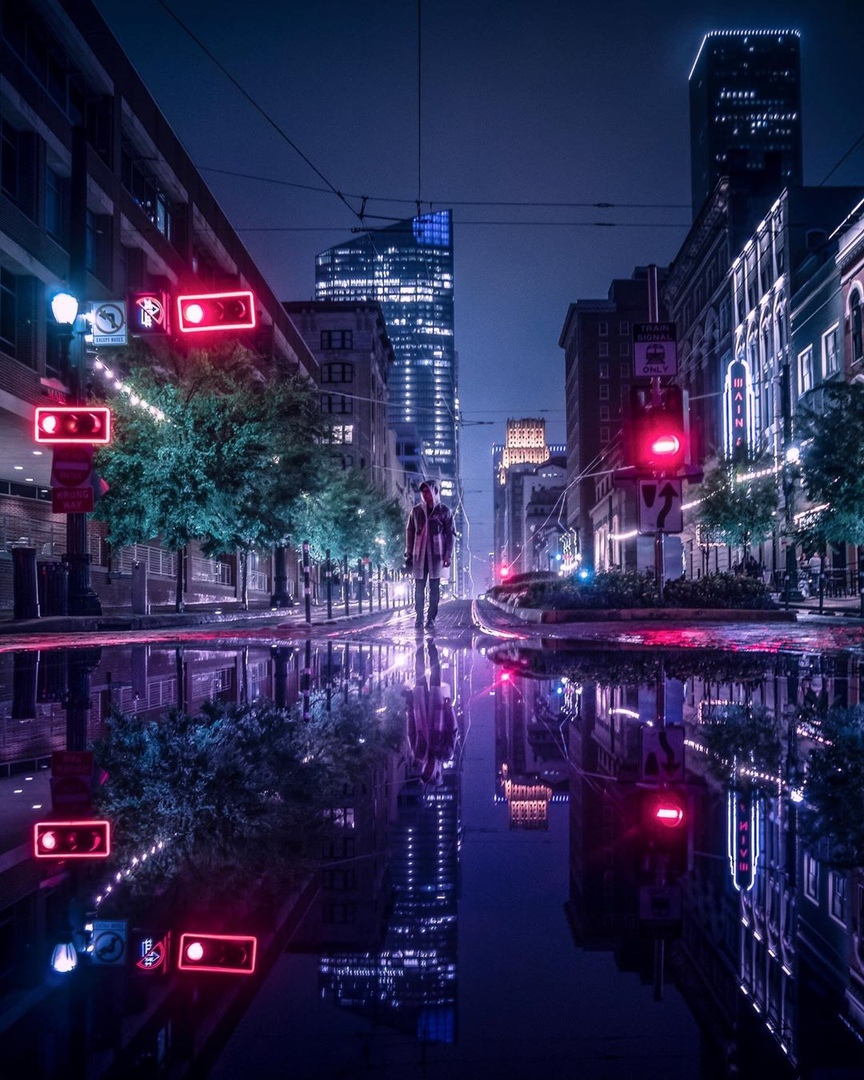 Города Техаса под покровом ночи