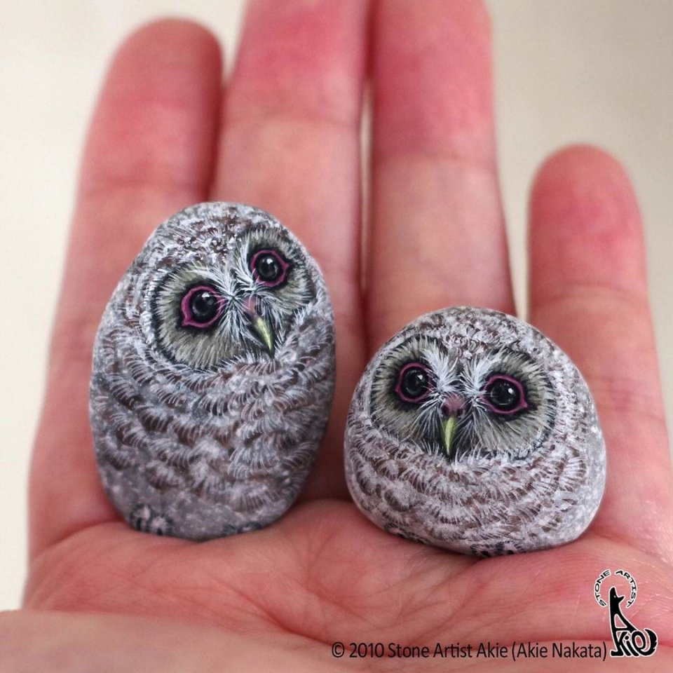 Японская художница создает из обычных камешков настоящие произведения искусства 