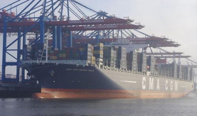 世界上最大的集装箱船‘CMA CGM Marco Polo’