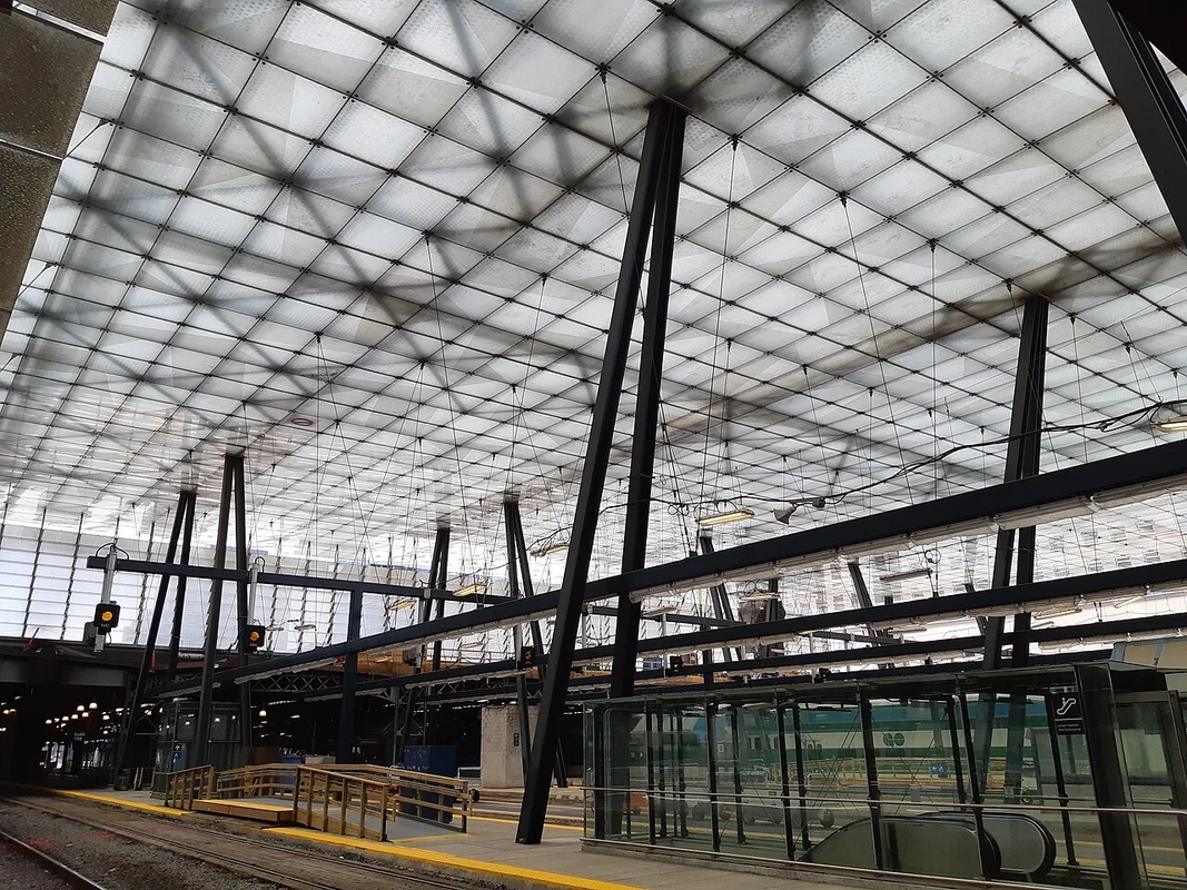 View down from the glass floor of the Skayvok platform towards the coast of Makarska