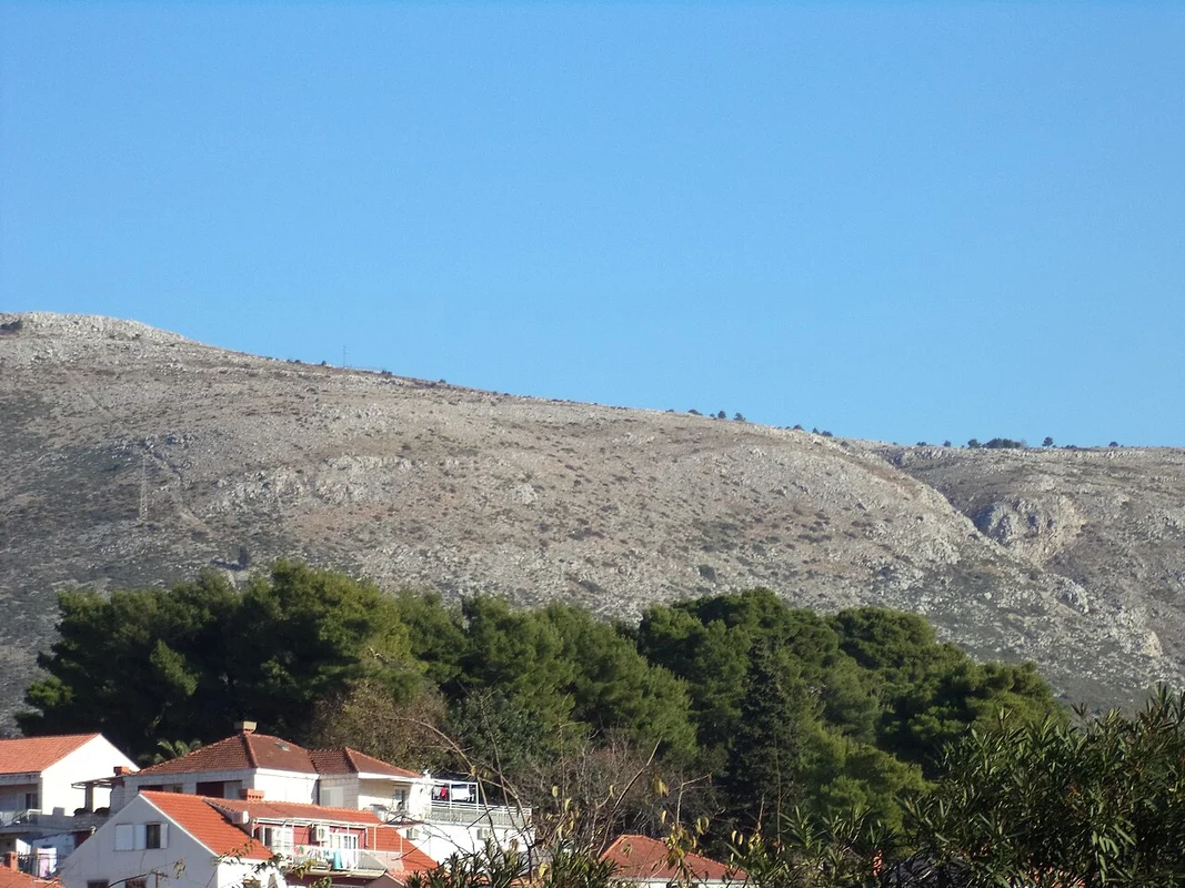 Blick vom Berg Srdž auf die Adria-Inseln Lopud, Kolocep und Šipan