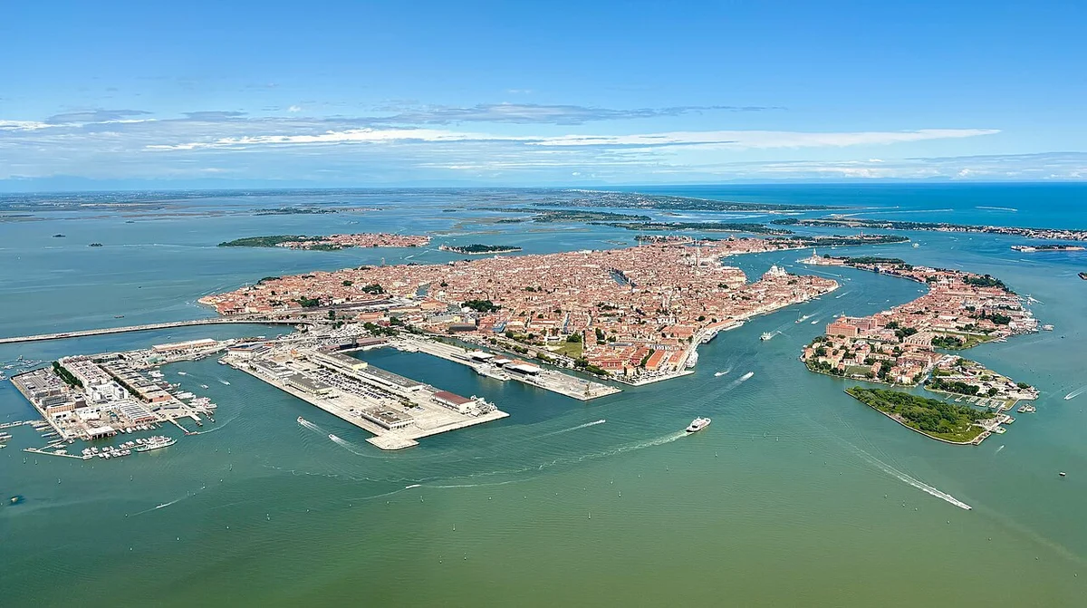 The Grand Canal of Venice with vaporettos and palaces