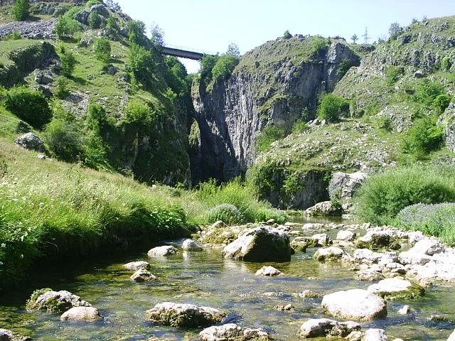 The winding road through the Komarnica river canyon on the way to Shavnik