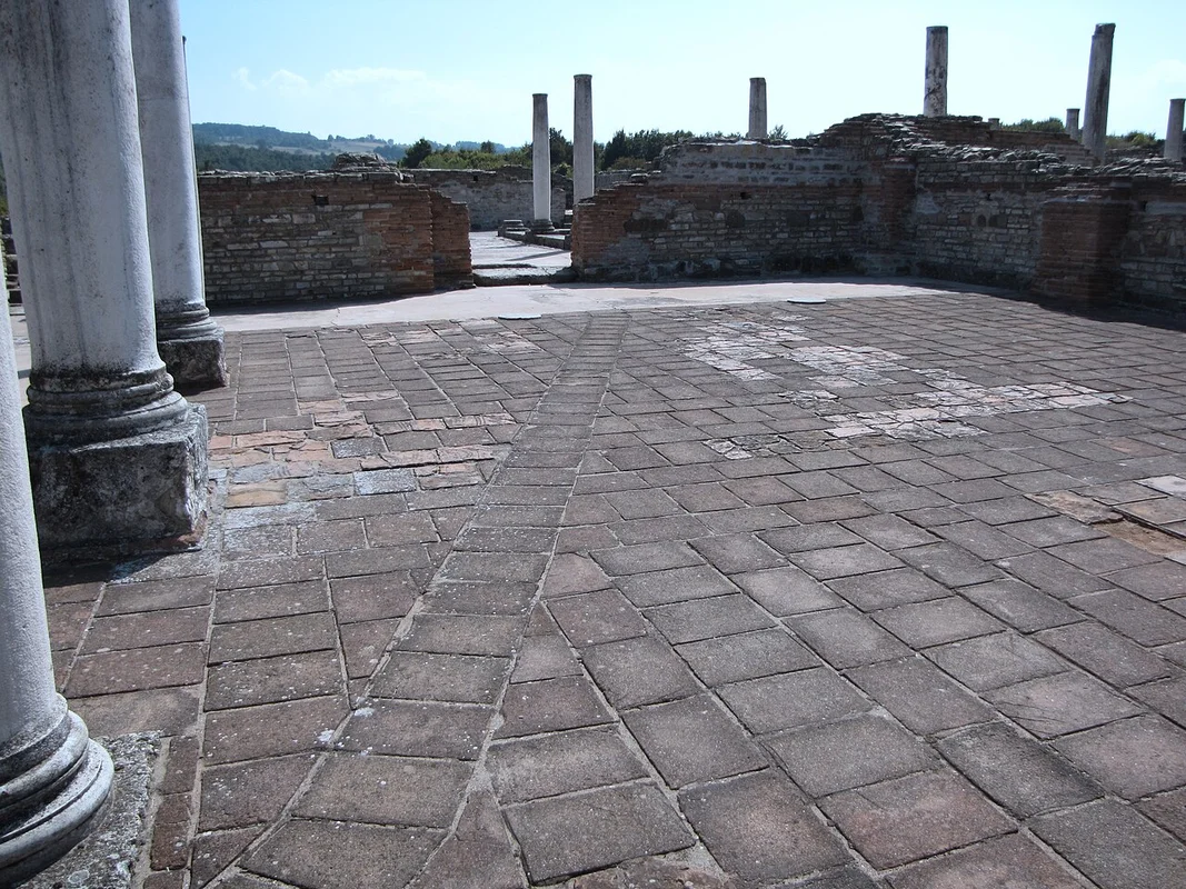 Центральная площадь города Зайчар с деревьями и местными магазинами