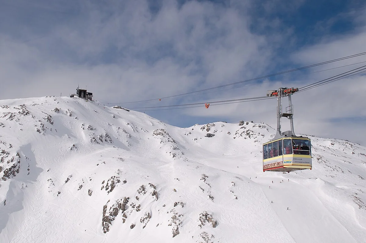 Вершина Вайссфлюйох с панорамой альпийских пиков зимой
