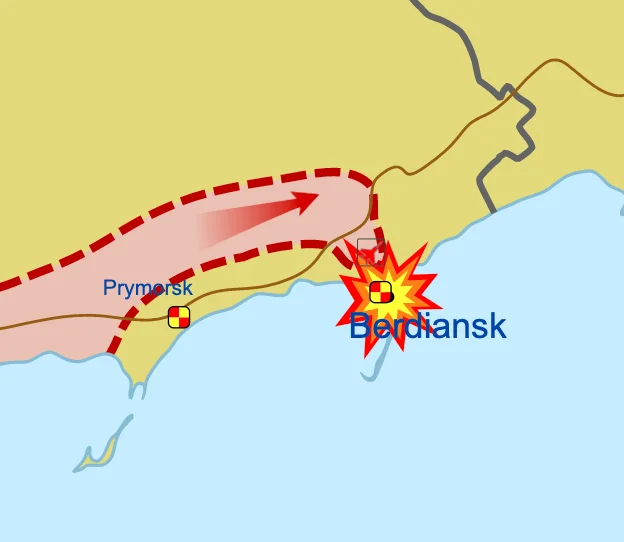 बर्द्यांस्क की नाबरेज़ना पर, कैफे एवं दुकानें, शाम को पैदल घूमने के लिए एकदम सही जगह